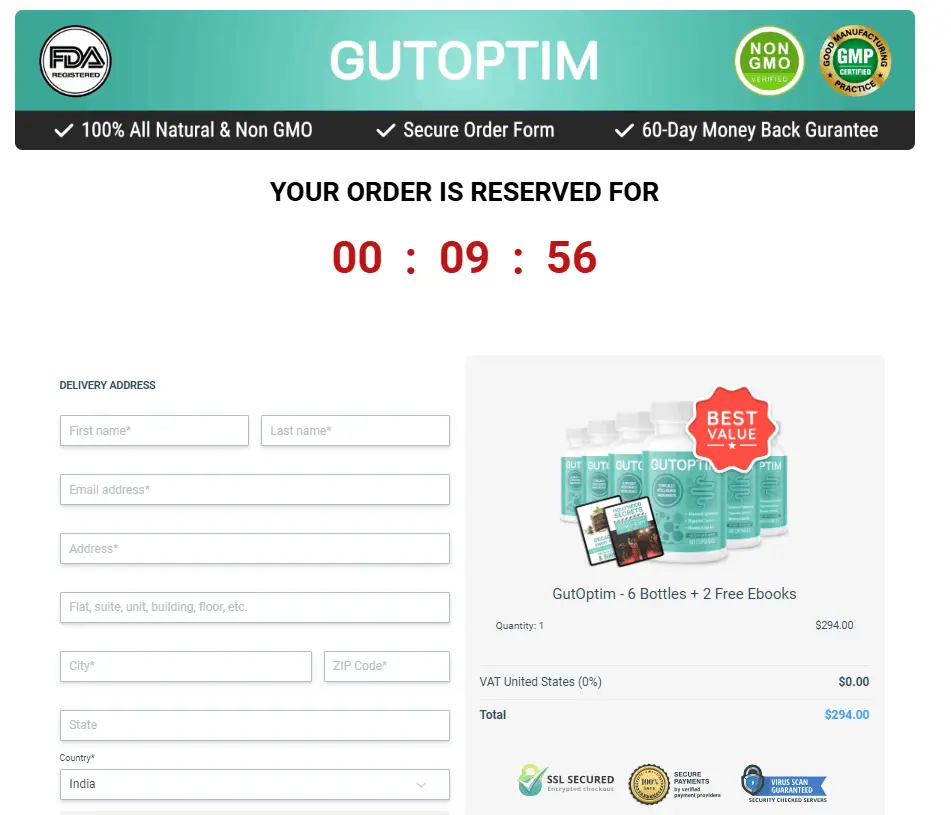 GutOptim - Order Page